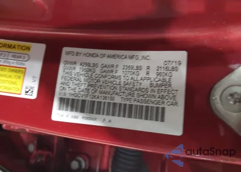 2019 Honda Accord Lx from USA, damaged, VIN 1HGCV1F12KA136150